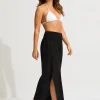 Shirred Waist Wrap Beach Trousers - Black