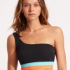 Slice of Splice One Shoulder Bikini Top - Black