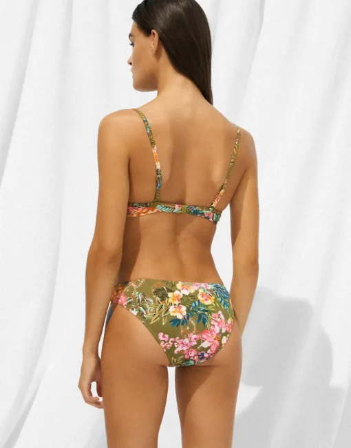 Sunset Florals Underwired Bikini Top - Warm Olive