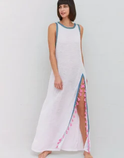 Tassel Slit Dress - White