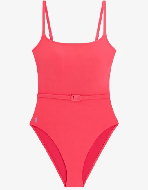 Terry Belted Kennedy Swimsuit - Coral