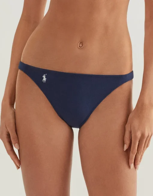 Terry Side Tab Devin Hipster Bikini Pant - Navy Blue