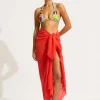 Textured Cotton Beach Wrap - Flame