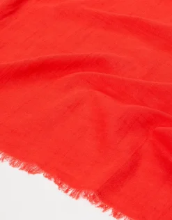 Textured Cotton Beach Wrap - Flame