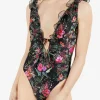 Tilulah Ruffle Plunge Swimsuit - Black