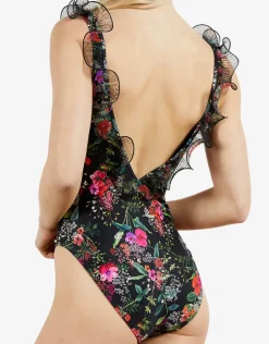 Tilulah Ruffle Plunge Swimsuit - Black