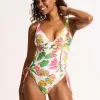Tropica Drawstring Side Swimsuit - Ecru