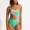 Tropica One Shoulder Cut Out Swimsuit - Jade