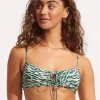 Wild at Heart Drawstring Bralette Bikini Top - Evergreen