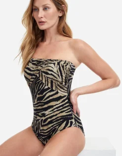 Wild Life Bandeau Swimsuit - Brown
