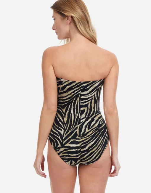 Wild Life Bandeau Swimsuit - Brown