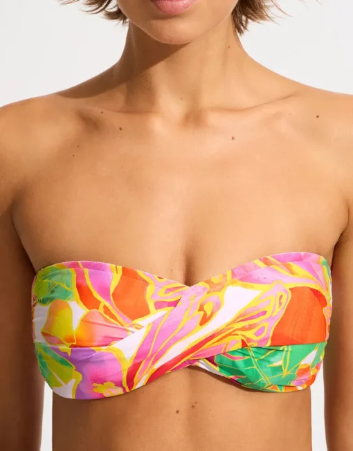 Wonderland Twist Bandeau Bikini Top - Fuchsia Rose